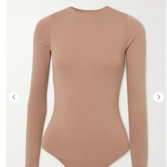 💕 SKIMS 💕 (Sandstone) Crew Neck Log Sleeve Bodysuit-NEW - Picture 2 of 7